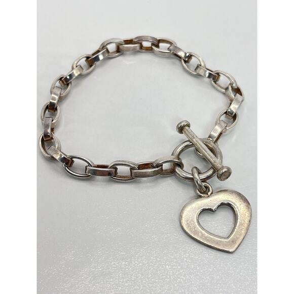 Sterling Silver 925 Silpada Heart Charm Bracelet Toggle Clasp Vintage Retired - Picture 8 of 8